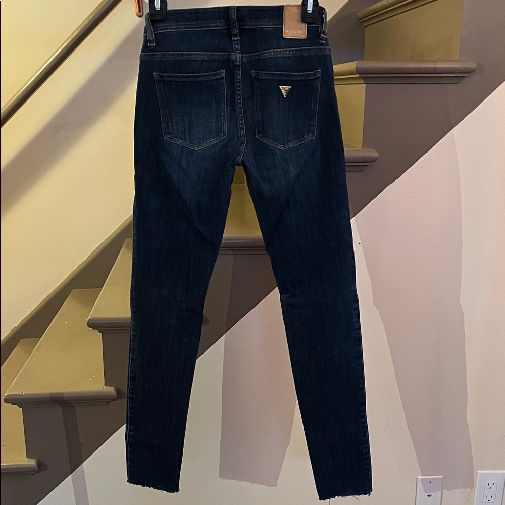 GUESS Women's Dark Blue Skinny Distressed Jeans - Picture 5 of 6